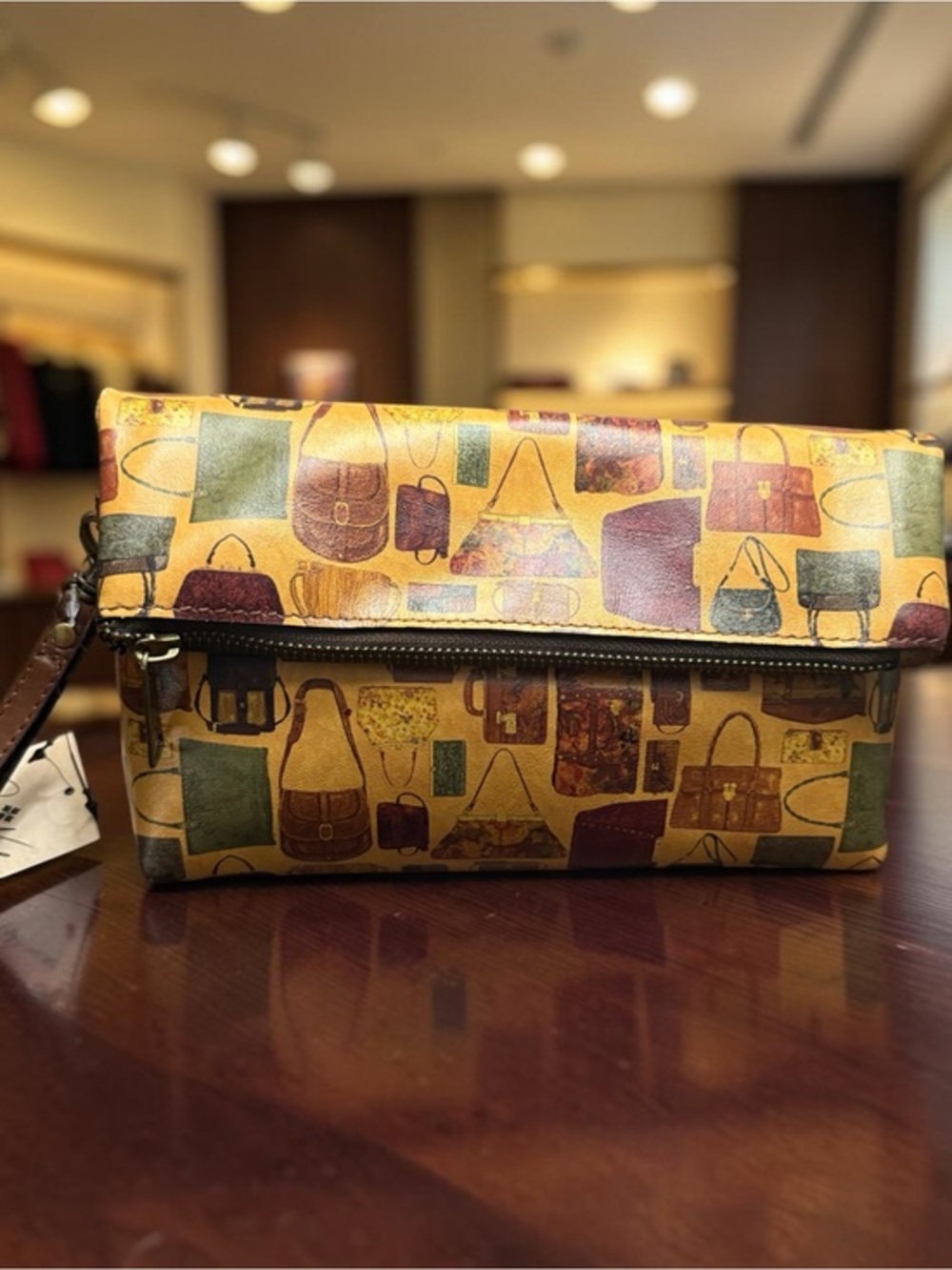 Patricia Nash Valerie Leather Foldover Clutch Wristlet Handbag Print NWT
